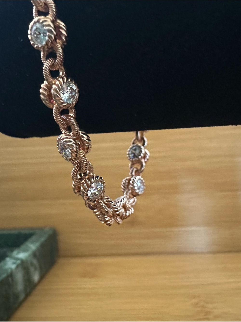 Judith Ripka 925 Rose Gold Tone CZ Link Bracelet 7” Heart Clasp - Picture 2 of 9